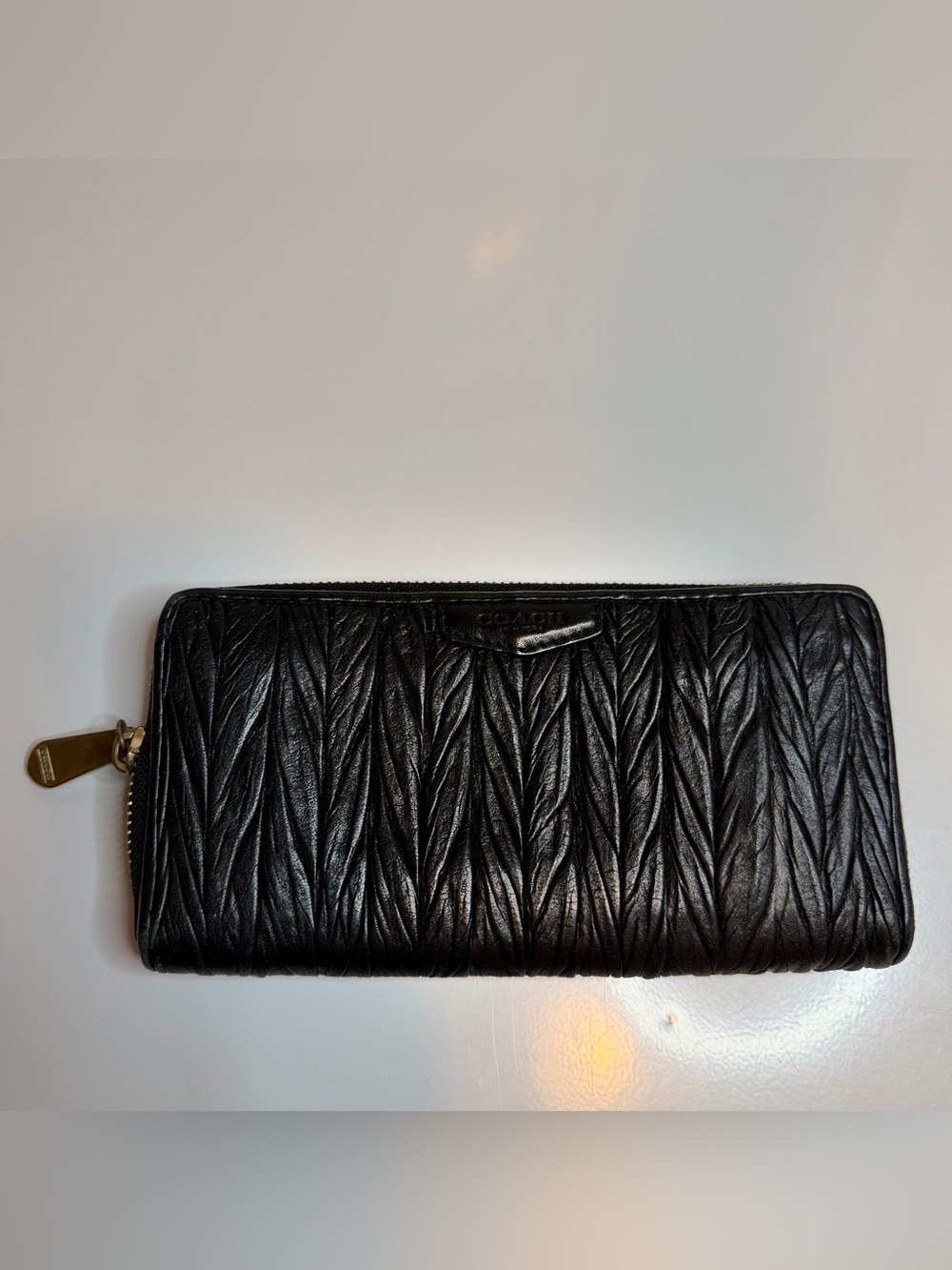 Coach Black Quilted Leather Zip-Around Wallet